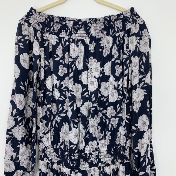 Intermix‎ Size P (XS) Emily Off Shoulder Dress Floral Smocked Long Sleeve Mini - Picture 5 of 10